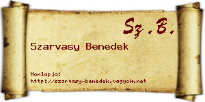 Szarvasy Benedek névjegykártya